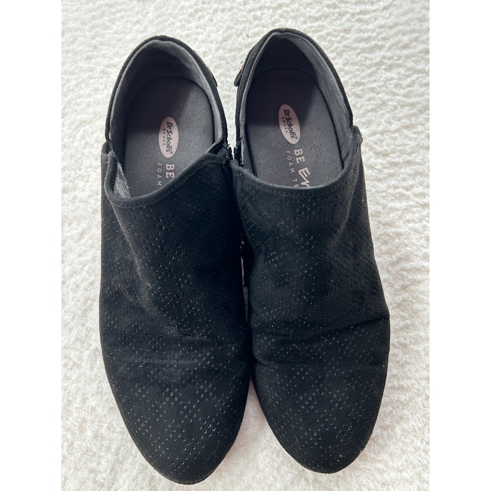 Dr‎ Scholls Be Energized Black Perforated Suede Ankle Booties Shooties Size 8.5M